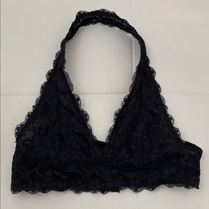 Free People Black Lace Halter Bralette